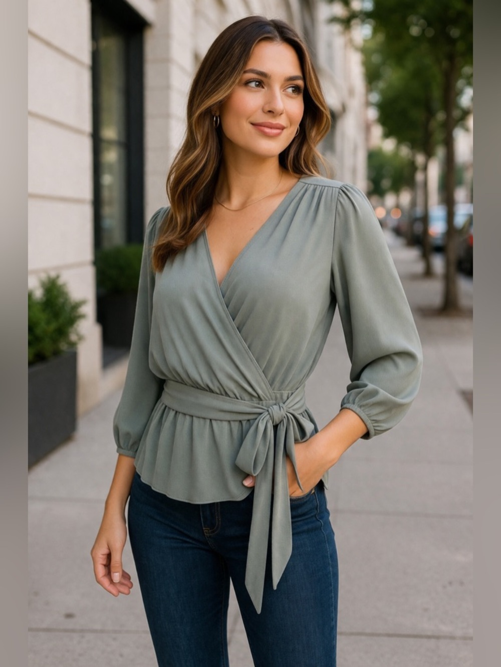 Ralph Lauren Black Label Sage Wrap Blouse